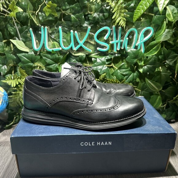 Cole Haan Men's Original Grand Shortwing Oxford Black/Black C27984 US 10 - Picture 1 of 9
